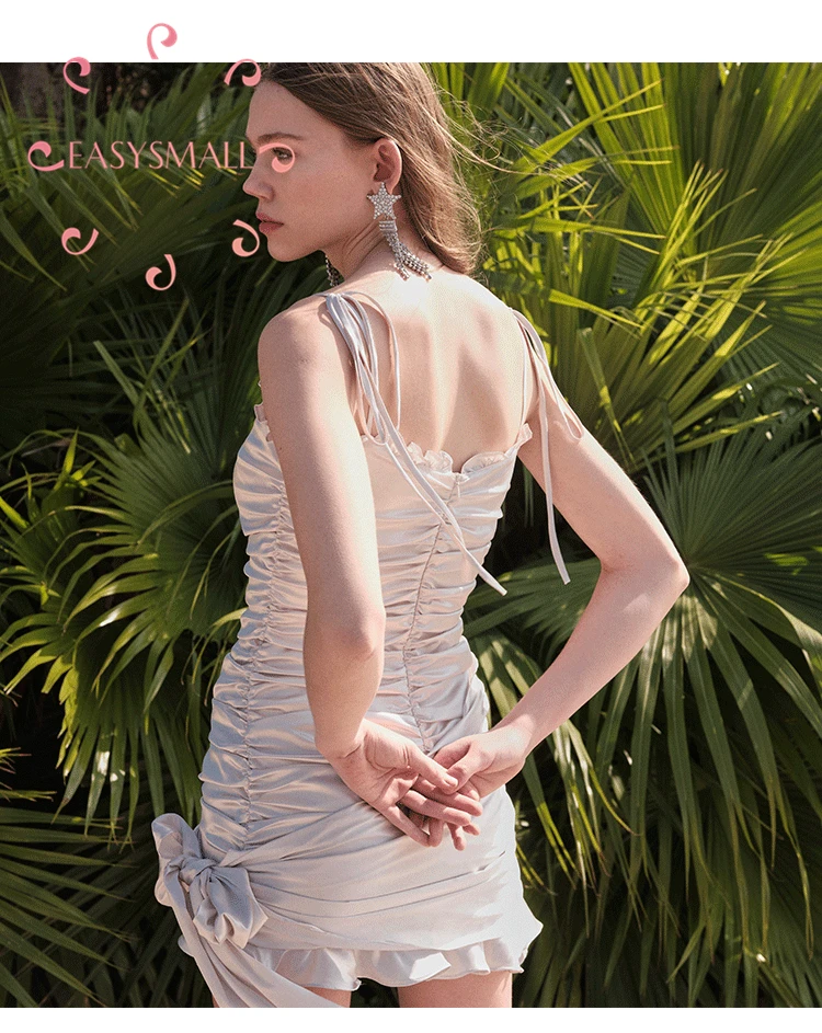 EASYSMALL For love lemons, женское платье, модное, высокое качество, Vestidos, вечерние, сатиновые, с оборками, высокая талия, короткие платья