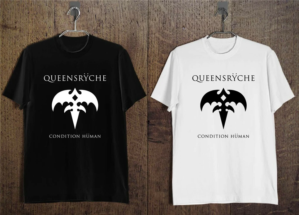 Queensryche Rage для заказа состояние человека Мужская футболка черного и белого цвета