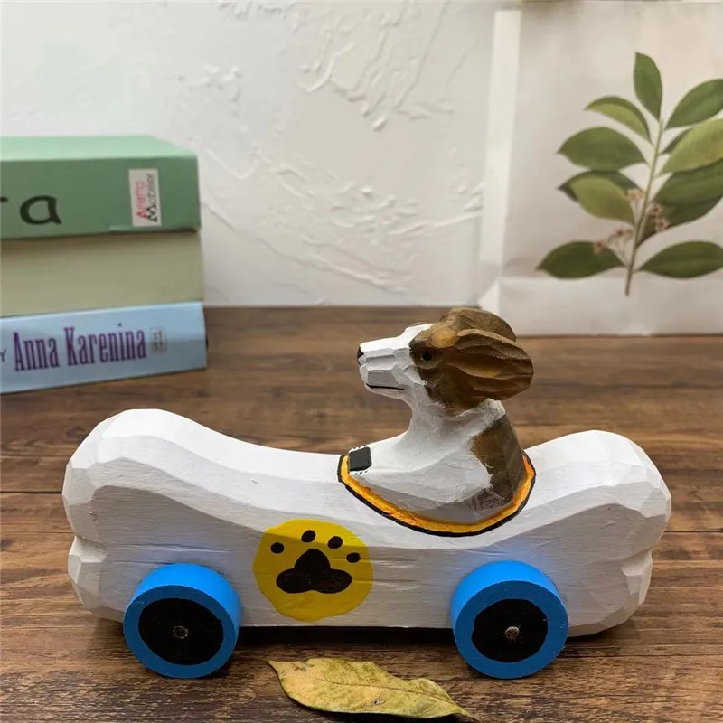 Simulation Model Wooden Children's Educational Toy Trolley Cute Animal Car Children's Room Desktop Decoration Birthday Gift - Color: C