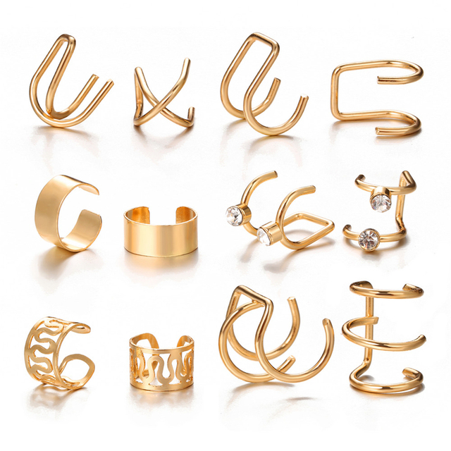 Simple Gold Silver Color Ear Clips Non-Piercing Fake Cartilage Earrings Clip Earrings Ear Cuff For Women Men Jewelry