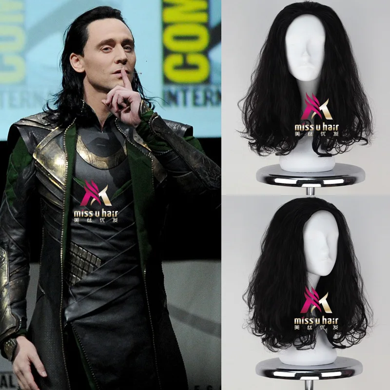 

New Movie Thor Loki wig Play Hair The Avengers Comic Cosplay Marvel Halloween Costume Synthetic Refractory Fiber Wigs +wig cap