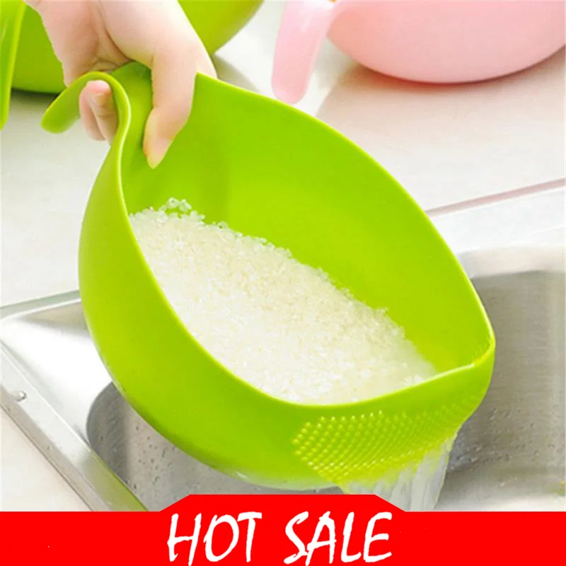 

Durable Rice Washing Filter Strainer Kitchen Tool Beans Peas Sieve Basket Colanders Cleaning Gadget Filtering With Handle Newe