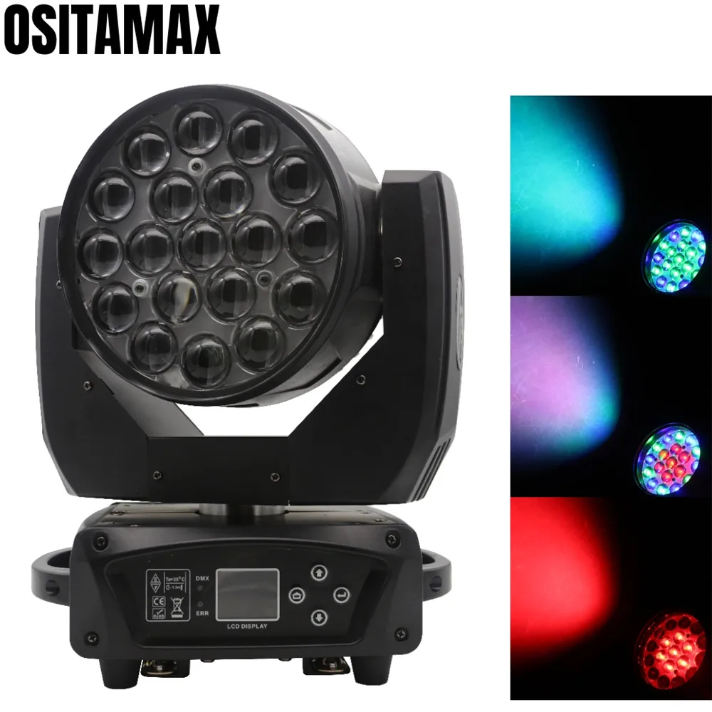 $291.86 19X15W LED Zoom Wash Moving Head Light Washer Beam RGBW 4IN1 DMX512 Disco Party Lights Lumiere LED Moving Head Stage DJ Light