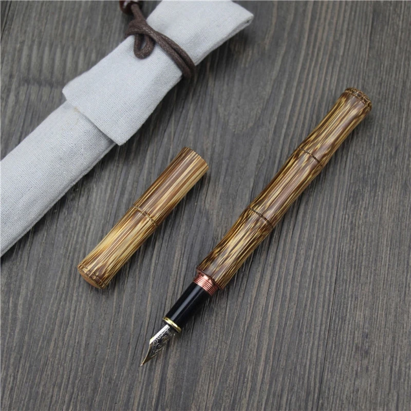 Penna Stilografica In Bambù Fatta A Mano Penna Stilografica Arte Penna Stilografica, Ampio Scalpello A Punta Pennino F Pennino Ufficio Scrittura Regal