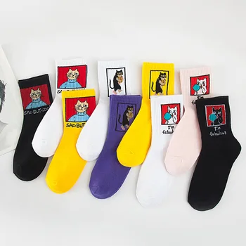 

Creative breathable personality unisex sports women's mens clothing printing Harajuku style high quality hot cotton socks 2019