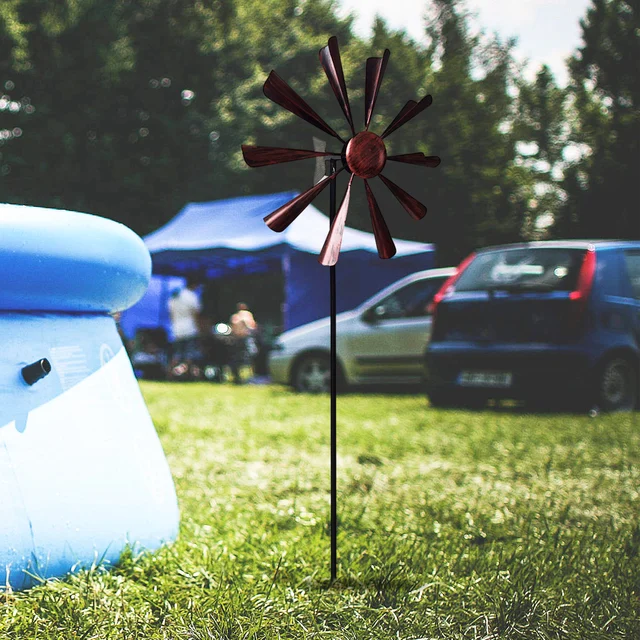 Egyedi Vas Forgó Fém Szélmalom Szélcsalád Kültéri Kert Retro Szél Fonó Szélfogókert Kerti Udvar Terasz Gyep Dekoráció - Image 2