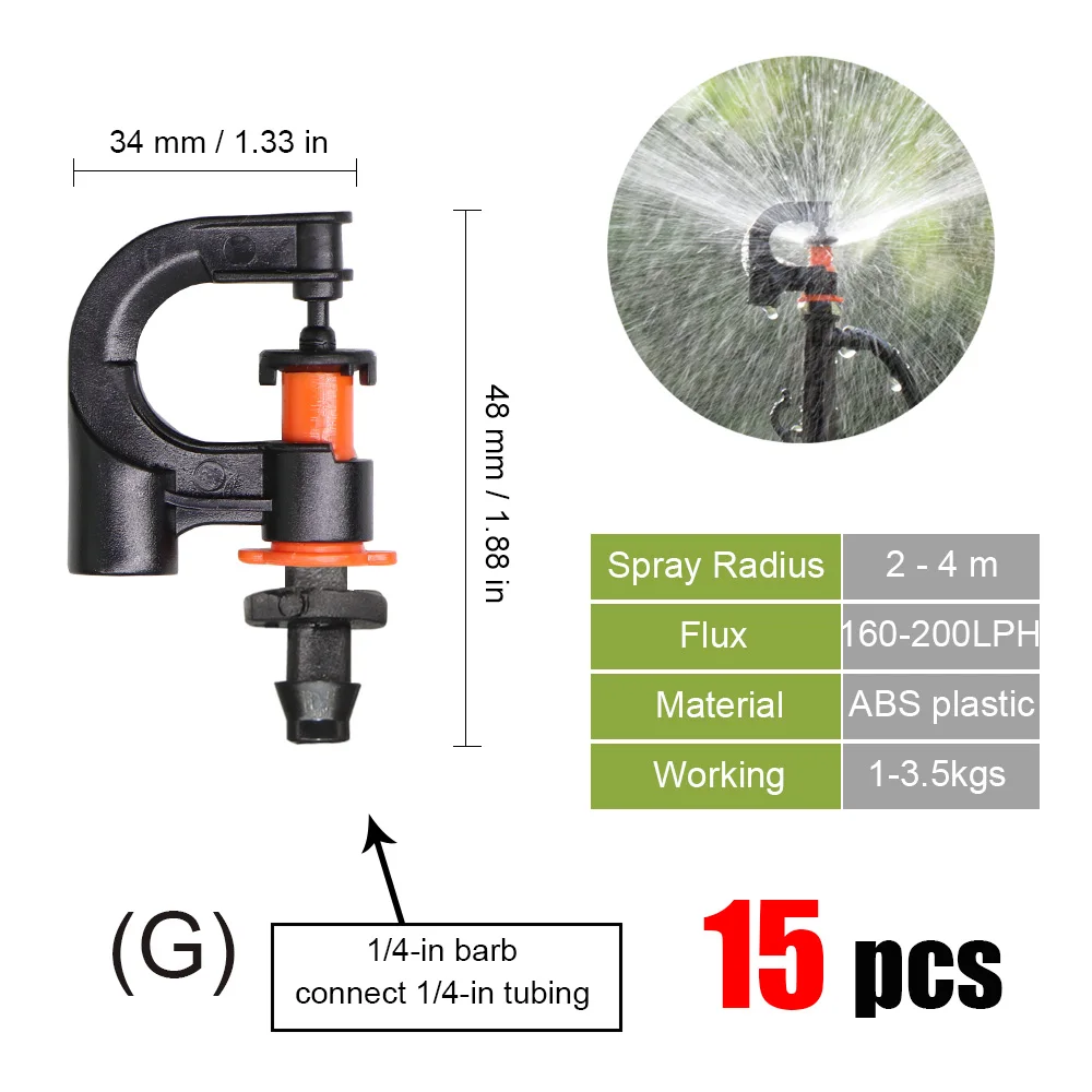 best Watering & Irrigation Kits MUCIAKIE 20 Types of Rotating Spinklers Drip Irrigation Mini Rotation Nozzle Spray w/ 1/4'' Barb Connector Mini Rotary Sprayer drip irrigation kit price Watering & Irrigation Kits