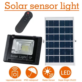 

Solar Powered Outdoor Waterproof Backyard Business Sign Gutter Shed Flood Light Easy Install Garden Super Bright 25W 70LED