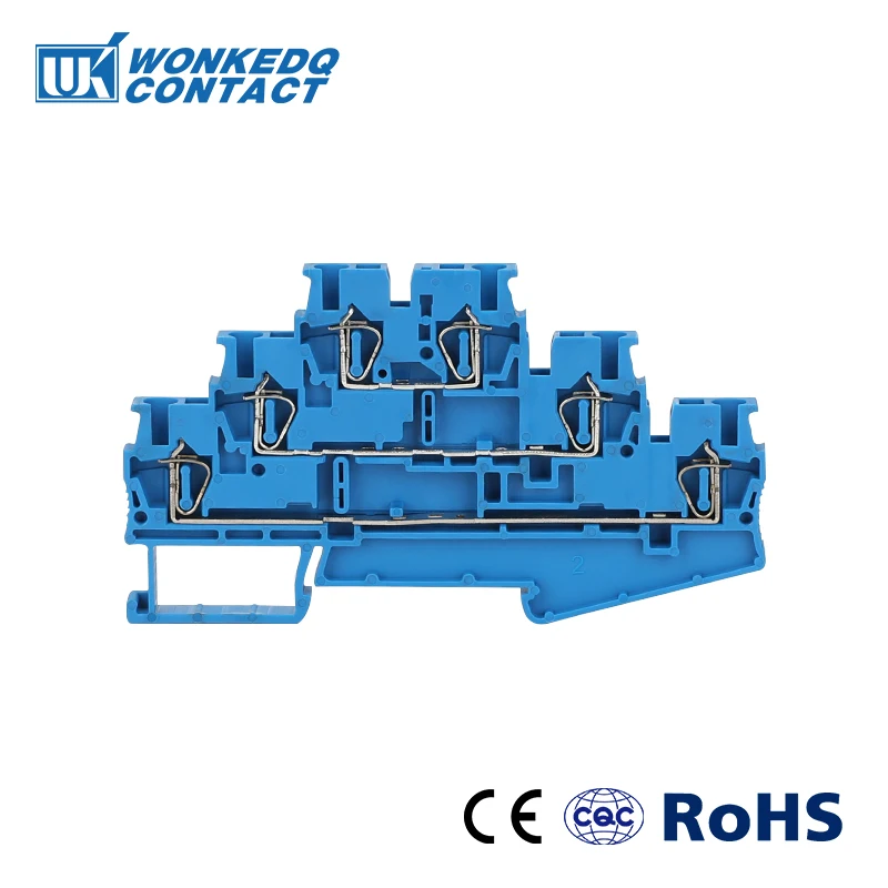 Blue Клеммный блок на din-рейку 10 шт. ST-2.5-3L пружинный 3 слоя уровня заменить Феникс разъемы возвратный Потяните Тип Безвинтовой ST2.5-3L - Цвет: Blue
