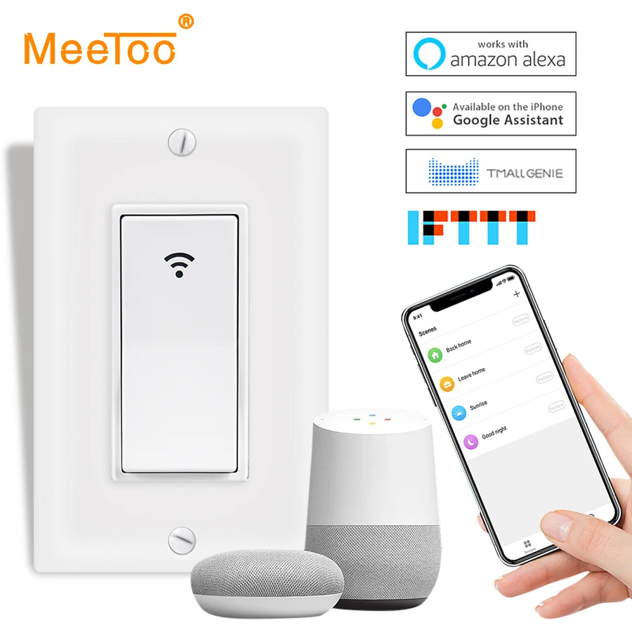 

WiFi Smart Light Switch Push Button Smart Life/Tuya APP Remote Control Works with Alexa Google Home Voice Control US 1/2/3 Gang