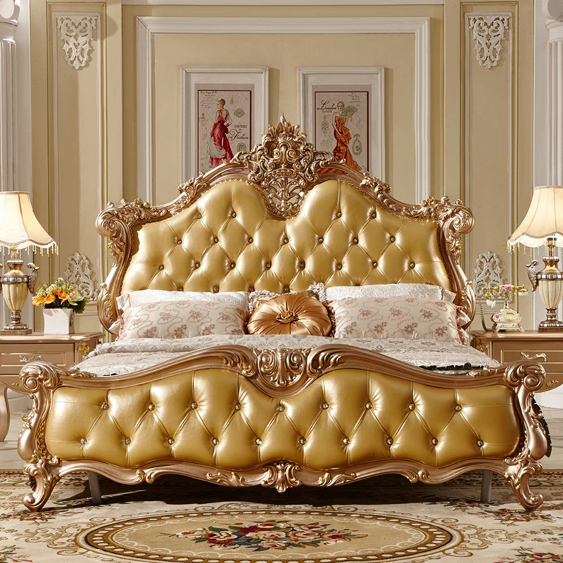ЛОЯЛЬНЫЙ Классический Королевский размер кровать и диван шкаф роскошный дизайн классическая кровать европейская классическая королевская Роскошная золотая деревянная спальня - Цвет: Шоколад