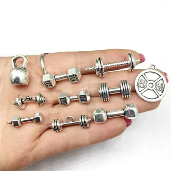 

20PCS/Bag Vintage Metal Dumbbell Barbell Charms DIY Fashion Accessories Pendant Charms for Jewelry Making Earrings Bracelet