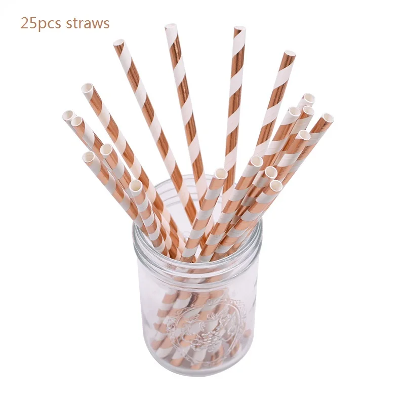 25pcs straws Обручальное кольцо из розового золота воздушные шары невесты быть фольгой баллоны коробки для попкорна DIY украшения детская игрушка в ванную декор для вечеринки в честь Дня рождения поставки - Цвет: 25pcs straws