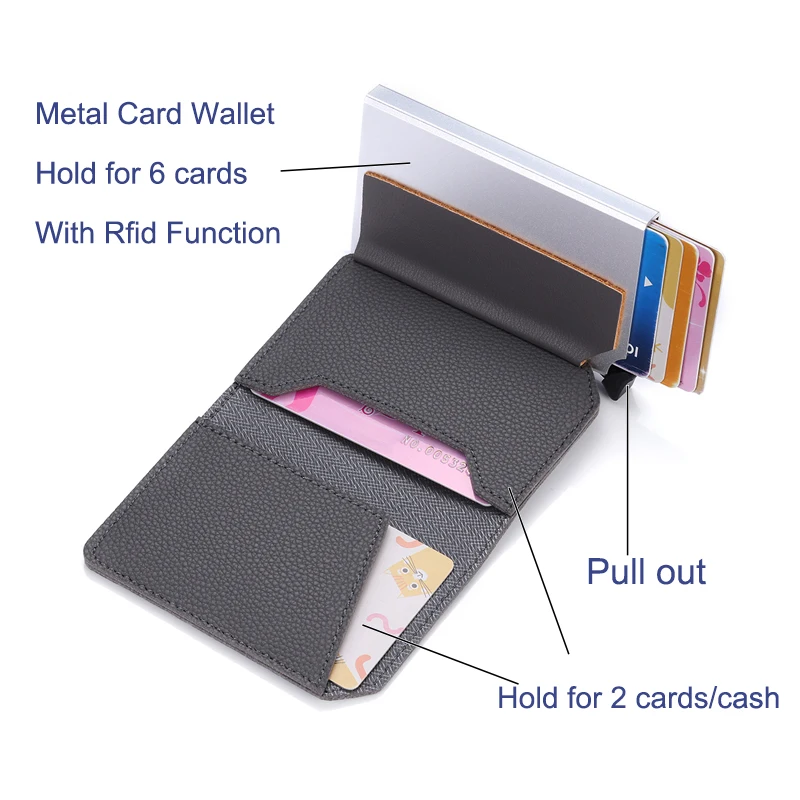 BISI GORO Carbon Fiber Anti-theft Card Holder RFID Pop-up Clutch Multi Men and Women Unisex Card Case Multi Smart Wallet