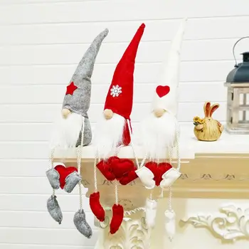 

Christmas Handmade Swedish Gnome Santa Plush Doll Heart Ornaments Hanging Xmas Tree Holiday Home Party Decor Kids Gift R9UE
