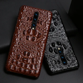 

Genuine Leather Phone Case For Oneplus 8 Pro 7 Pro 7T Pro 6 6T 5 5T 3 3T Case Crocodile Head Texture Back Cover Cowhide Funda