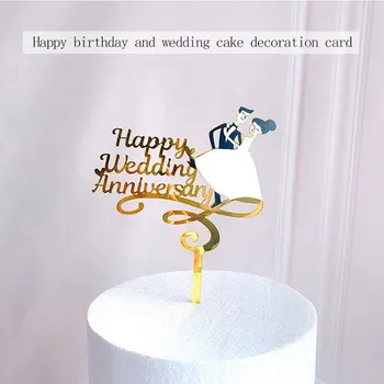 

Colorful Flowers Insert cards Happy Birthday Cake Topper Gold Acrylic Baby Birthday Party Dessert Decoration Baking Supplies