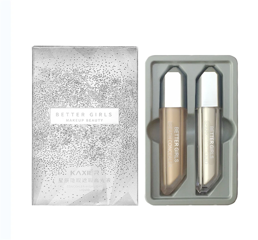 

KAXIER Star Concealer and Liquid Highlight Set, Repair Concealer Fundation and Highlighter Two Gift Boxes Makeup Cosmetics set