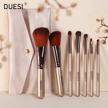 

DUESI 7pcs/Set Champagne Makeup Brushes Set Foundation Eyeshadow Blending Eyebrow Powder Concealer Beauty Make Up Brush Tools