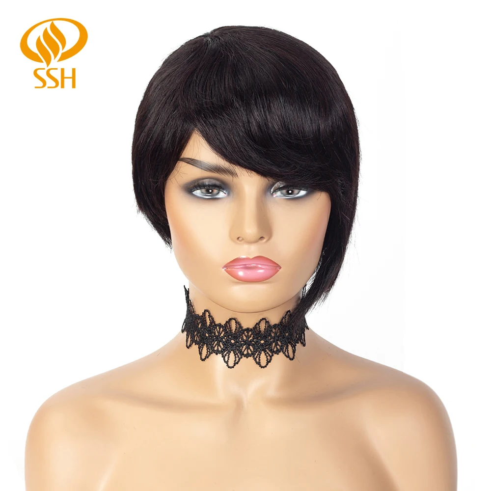 

SSH Brazilian Remy Short Human Hair Bob Wigs For Woman Irregular Cut Women Wig Short Pixie Cut Wig Free Shipping