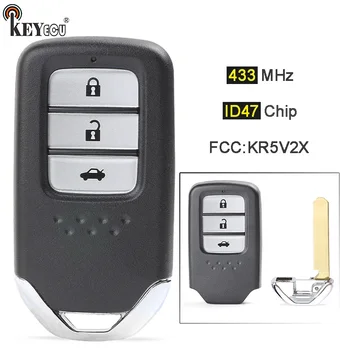 Keyforkess 433MHz ID47 Chip FCC: KR5V2X sostituzione 3 pulsanti portachiavi per auto a distanza per Honda City Jazz Civic Grace