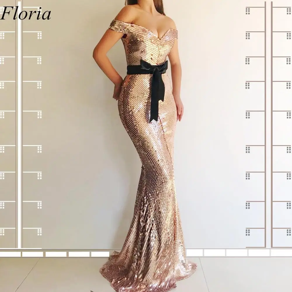 Новое поступление Простое блестящее платье для выпускного вечера платье с открытыми плечами сексуальное вечернее платье Русалка платья с поясами платье для особых случаев длинное