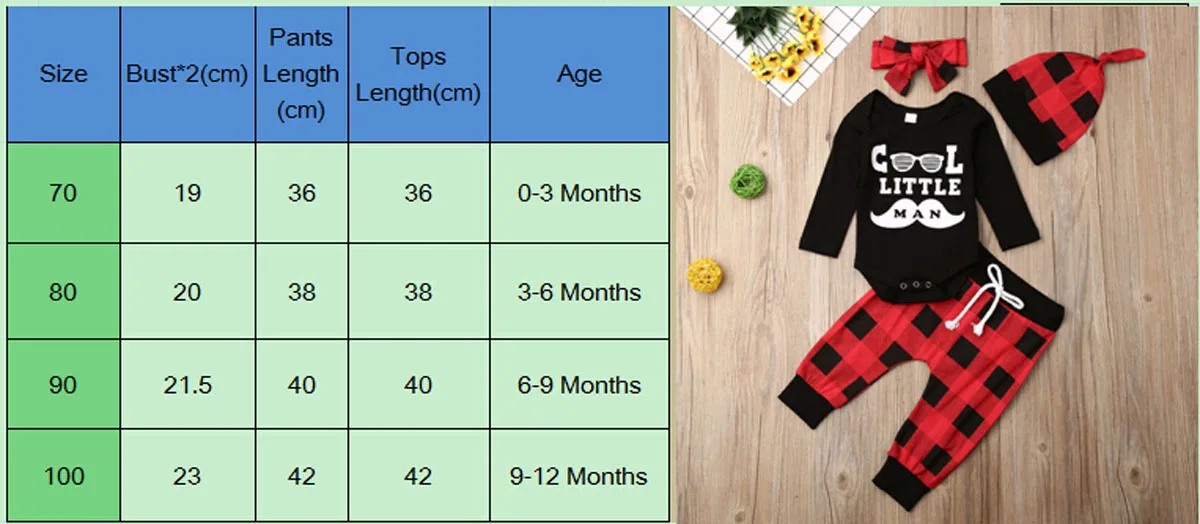 4PCs Infant Newborn Baby Boy Girl Sets Letter Long Sleeve Romper Red Plaid Pants Hat Bowknot Outfits Cute Casual Clothes 0-24M
