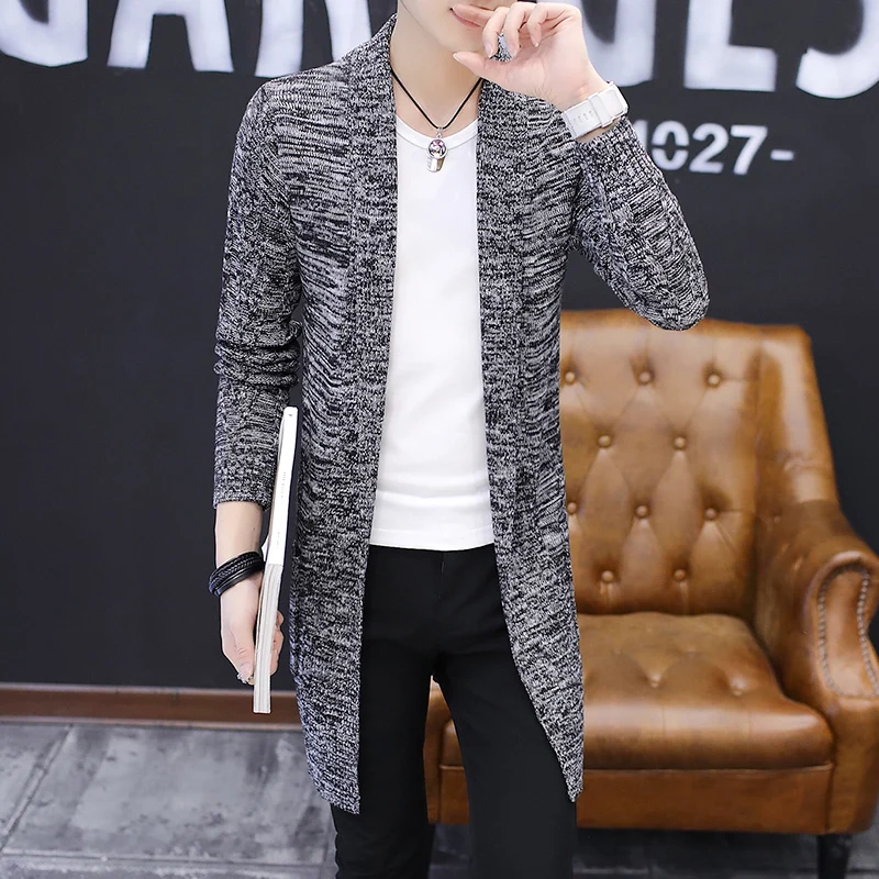 

Men's Duster Jacket Mid-Length Spring and Autumn New Style Slim Style in Korean Version Knitted Cardigan