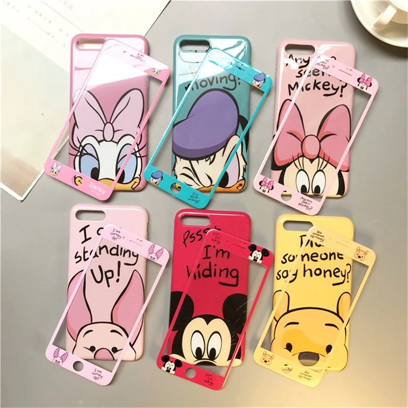 

360 Full Cover Phone Case + Glass for IPhone X XR XS Max 8 7 6 6S Plus Iphone7 7Plus Coque Women Cartoon Case Cover Accessories