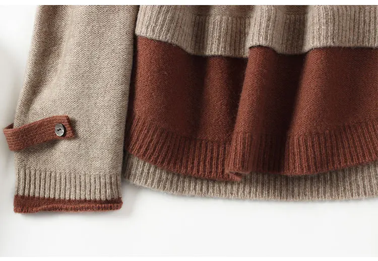 Осенний и зимний кашемировый свитер женский свободный круглый вырез Повседневный сшитый шерстяной наружный свитер вязаный короткий пуловер