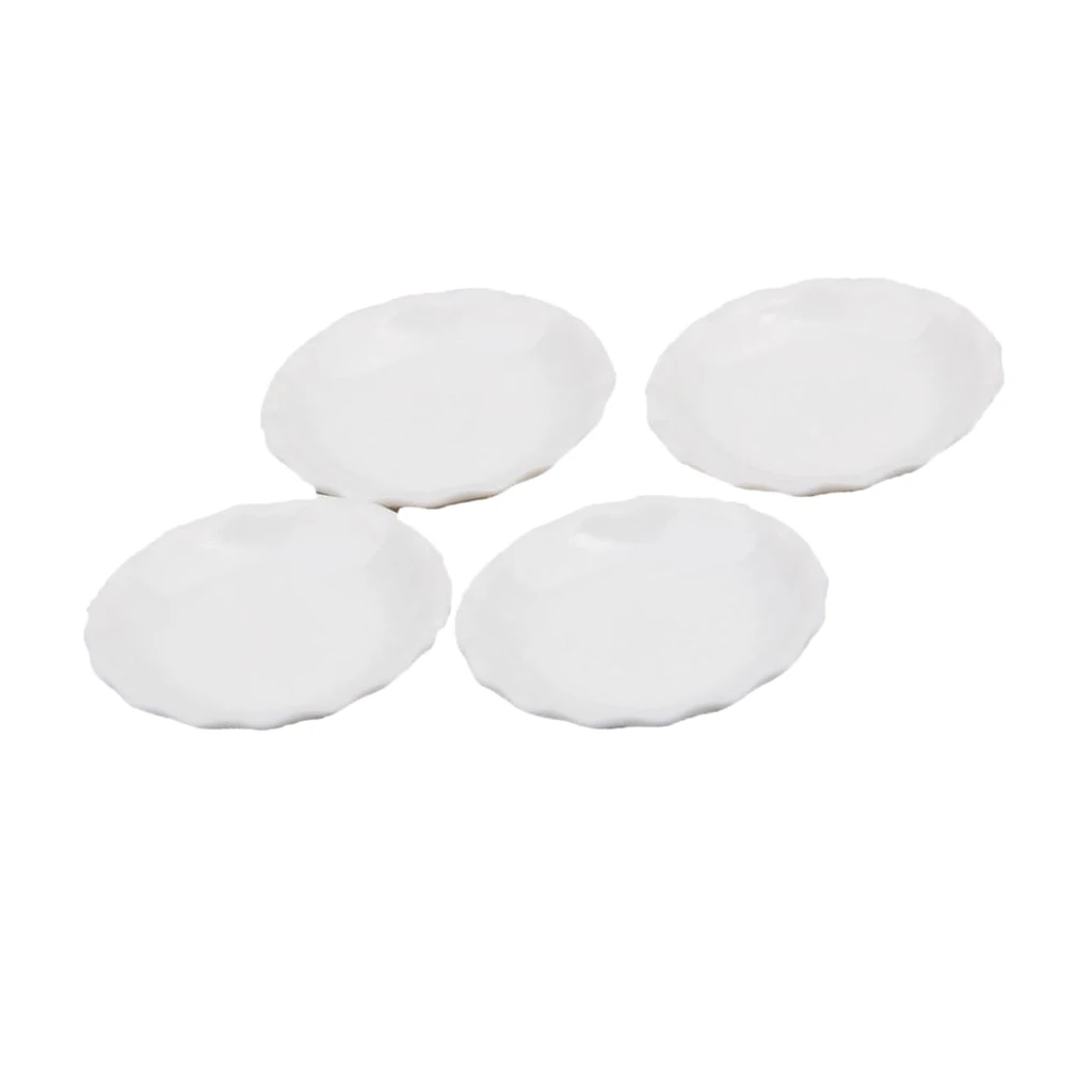 4pcs White Fluted Round Dinner Plates Dollhouse Miniature Kitchen Accessory 4pcs White Fluted Round Dinner Plates Dollhouse Miniature Kitchen Accessory