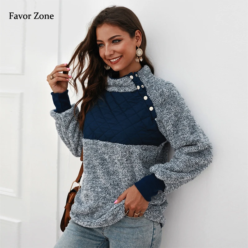 

Turtleneck Women Pullover Tops Autumn Winter Double Sided Fleece Women's Sweatshirt Hoodies Long Sleeve Casual Female Clothing