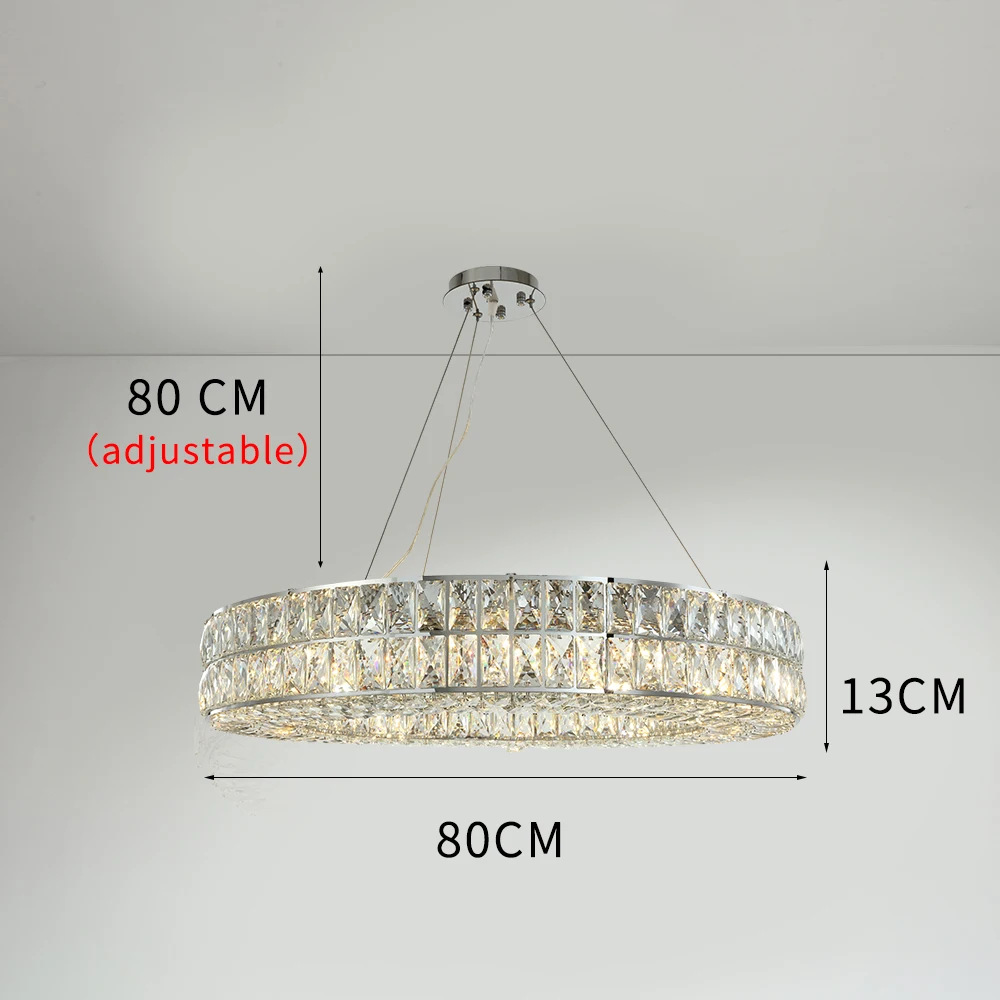 diameter 80cm Современный хромированный люстра светильник ing круглое кольцо для столовой гостиной спальни подвесной светильник из нержавеющей стали светильник - Цвет абажура: diameter 80cm