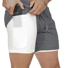 Новинка, мужские шорты для спортзала, 2 в 1, мужские шорты для спортзала, быстросохнущие шорты для тренировок, тренировок, пробежек, спортзала, шорты со встроенным карманом, подкладка