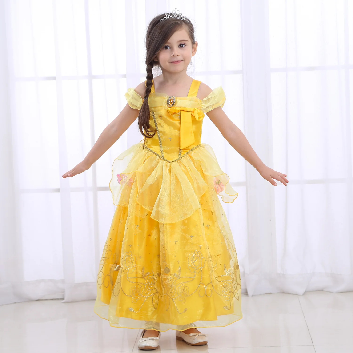 

Princess Blue Pink Dress Belle Beauty and The Beast Children's Fancy Long Dresses Party Dresses Birthday Girls Princess Costume