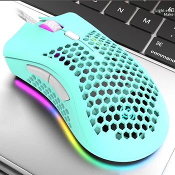 

ALLOYSEED 4 colors RGB Wired Mice 7200dpi 7 Buttons E-sports Gaming Mice Hollowed Lightweight Mouse for laptop Deskop Computer