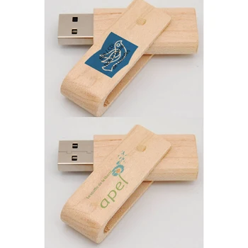 

300PCS/LOT Maple Wood USB Stick with Custom Logo Color Printing USB 2.0 16GB memory flash disk gift