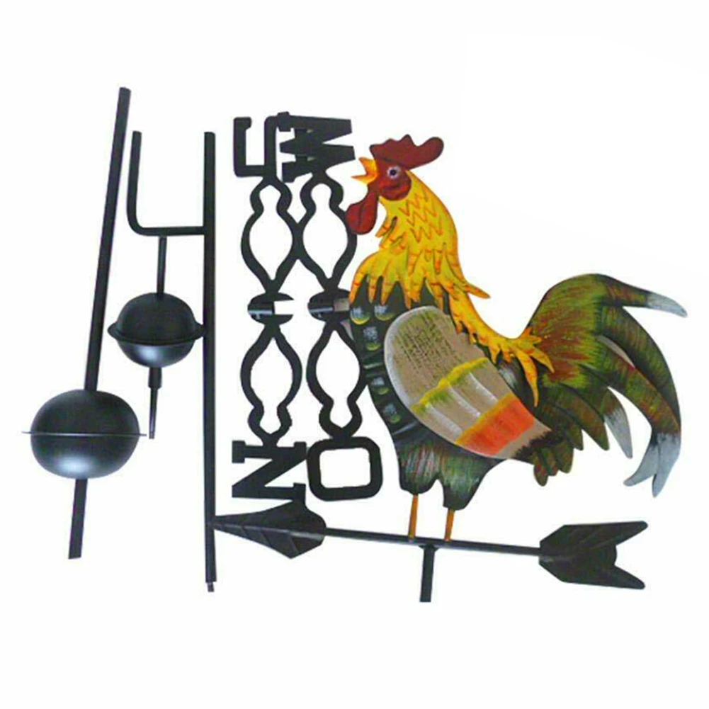 Yard Craft Garden Retro Wind Direction Spinner Rooster Design Easy Use Durable Colorful Iron Structure Weather Vane Professional