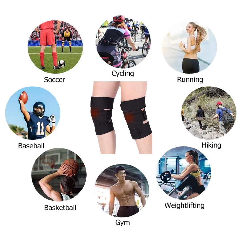 1Pair Self-heating Magnetic Therapy Warmth Knee Support Professional Protective Sports Knee Pads Soccer Running Warm Defensive