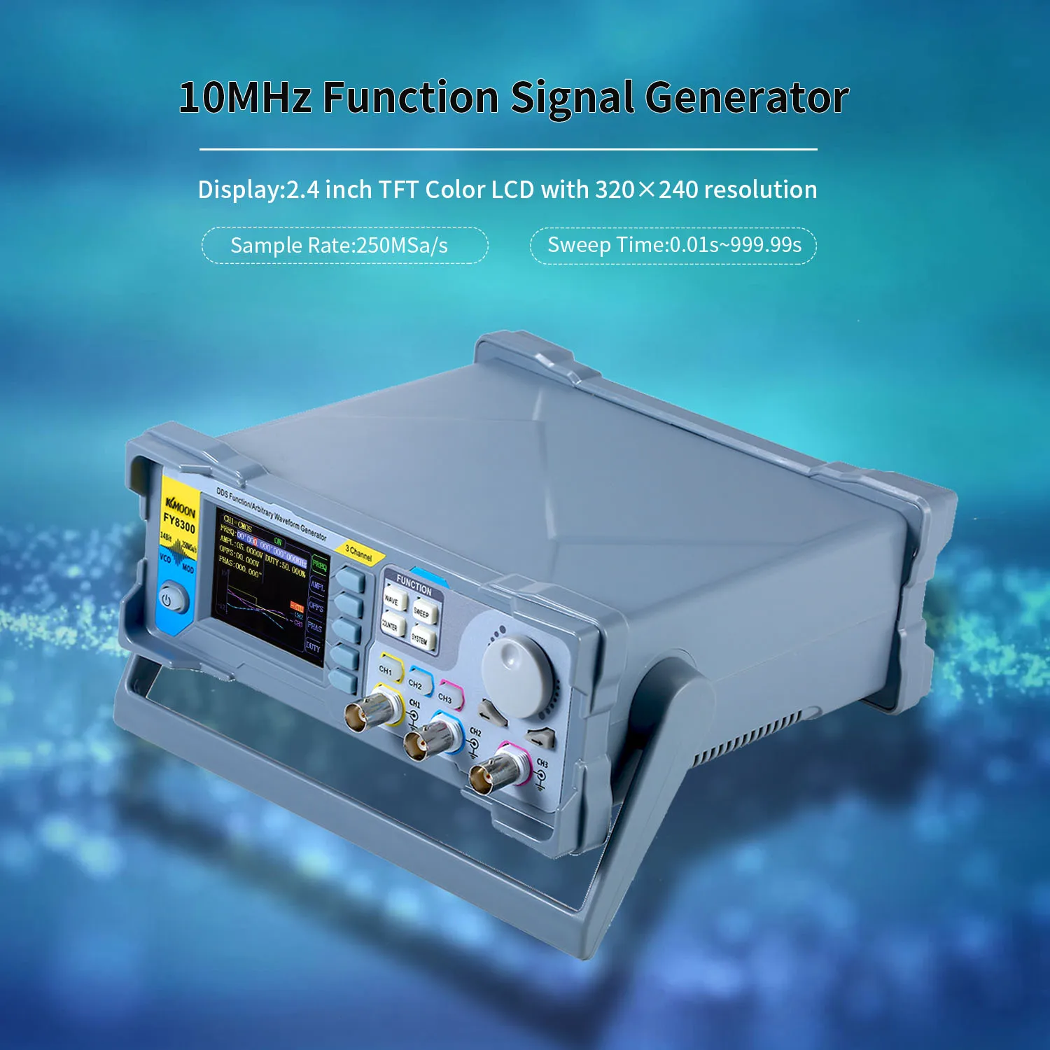 KKmoon Высокоточный цифровой DDS генератор частотомер трехканальный «сигнала Генератор импульсный источник сигнала 250MSa/s 10/30 МГц