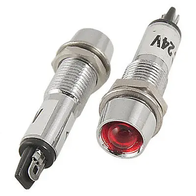 

5 Pcs DC 24V 2 Pins Recessed Red Pilot Light Signal Indicator Light Edujt