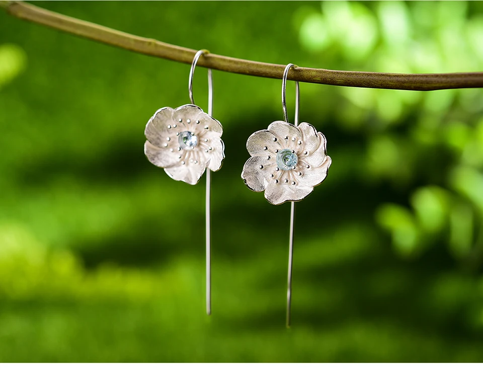 anemone flower silver earrings.