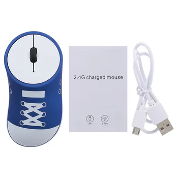 

Wireless Rechargeable Mouse Sneaker Mice 2.4G Wireless Office Mouse Silent Click Auto-sleep Plug and Play (Black)