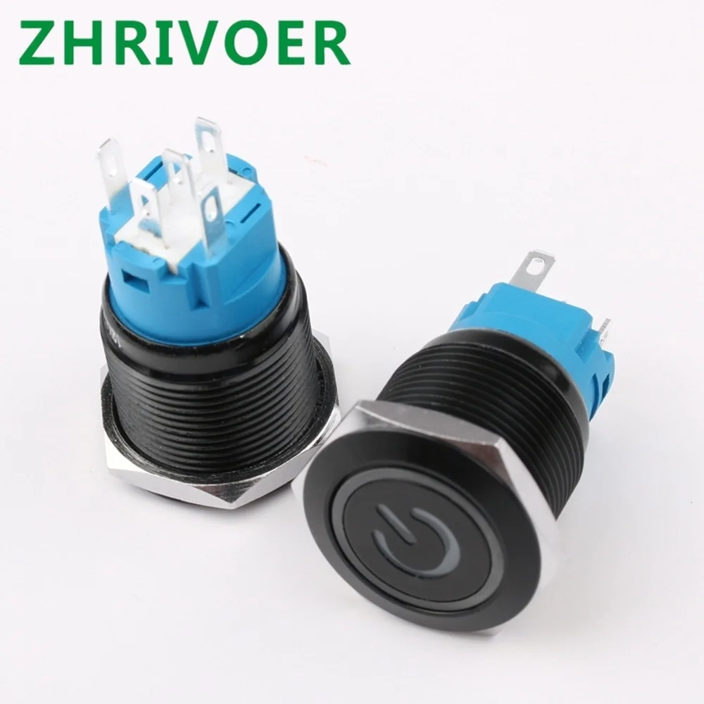 1 шт. 19 мм черный окисленный металлический кнопочный переключатель светодиодный