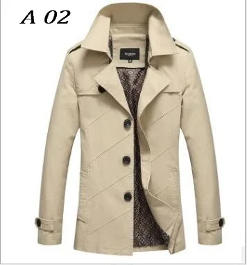 Заводской магазин, мужская повседневная куртка, длинный Тренч, хлопковое пальто, вымытая куртка, фирменный классический Тренч Lconic, однобортное пальто для мужчин - Цвет: A02
