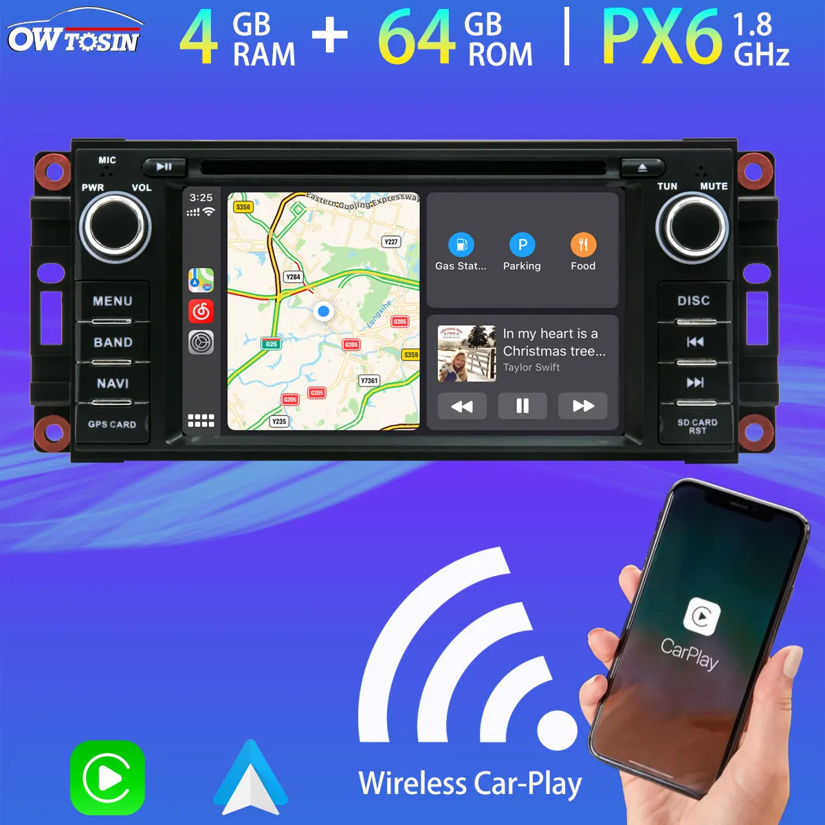 Автомобильный мультимедийный DVD проигрыватель PX6 Android 10 0 4 + 64 ГБ для Jeep Wrangler Compass