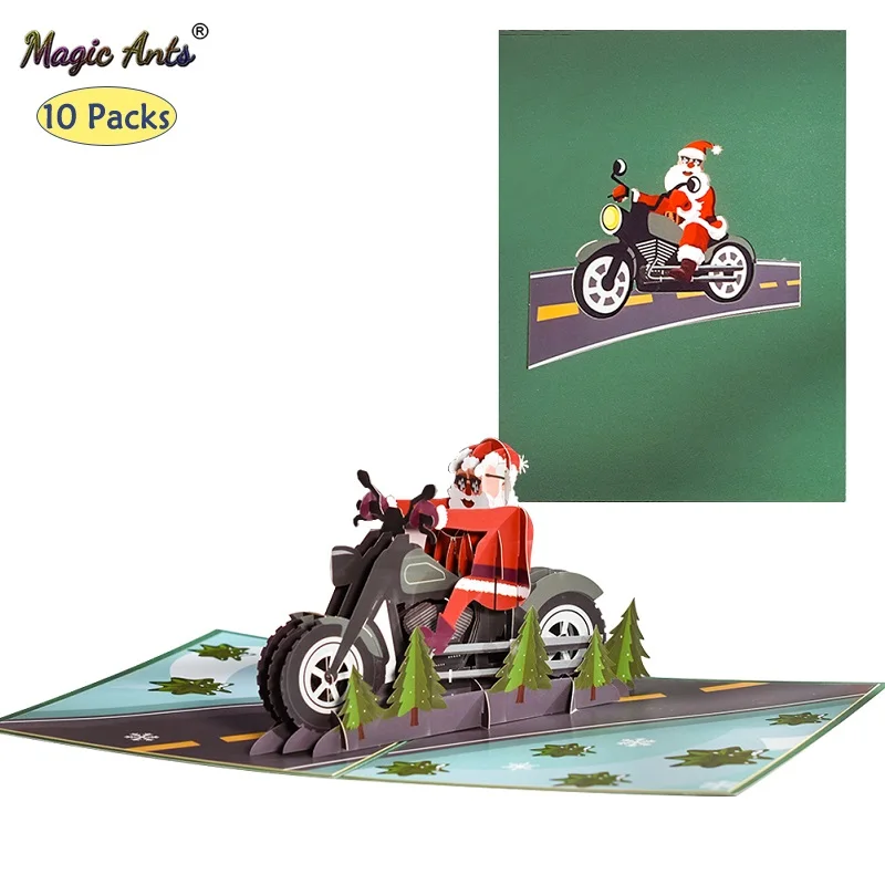 Christmas Card Motorcycle | Dad Christmas Motorcycle | 3d Pop Card