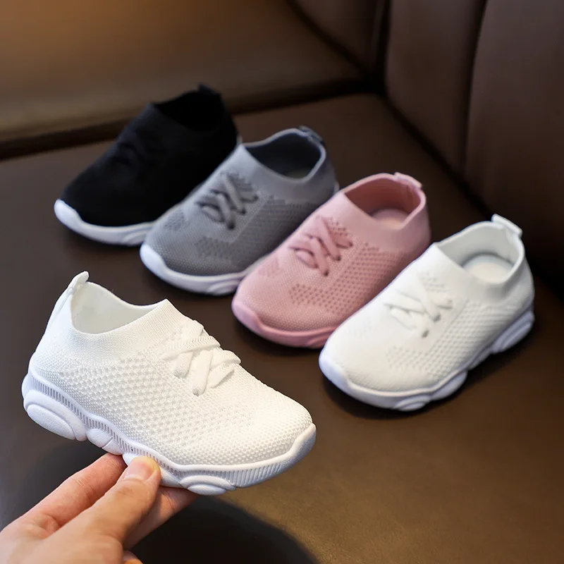 2021 spring and autumn new children's pure color Korean plastic soft sole men women baby mesh breathable sneakers |