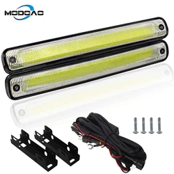 2 pçs cob 12v à prova dwaterproof água luz de circulação diurna carro auto drl luz de nevoeiro sinal luzes diurnas e4 carro tira da lâmpada