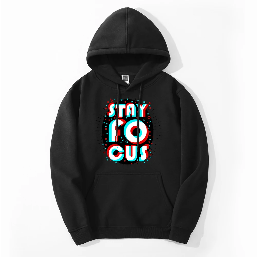 

Stay Focus Funny Vaporwave Style 2021 Autumn Winter Men Fleece Thick Hoodies Sweatshirts Fleece Loose Sportswear Harajuku Hoodie